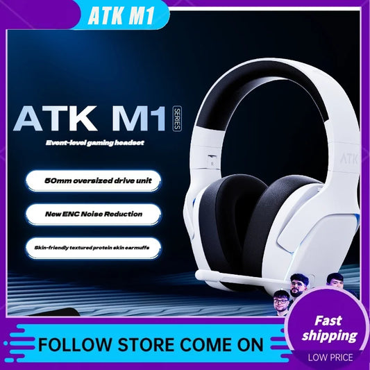 ATK M1 SE Headphone Three Mode Bluetooth Wireless Gaming Headset ENC Noise Reduction 13ms Speed Delay Earphone Custom PC Office