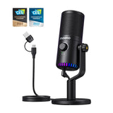 RGB Gaming Microphone Support Programming 3-in-1 Mic Knob Desktop USB Type C Dual Model Condenser Gaming Microphones